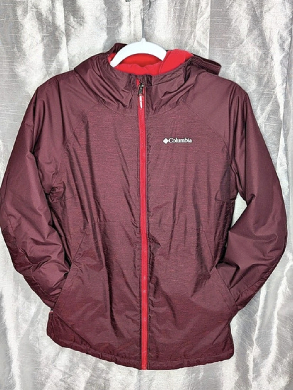 Columbia Youth Maroon Hooded Full Zip Jacket Mid-Length XL Gorpcore Athleisure